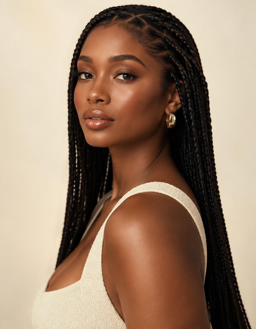 Long knotless braids
