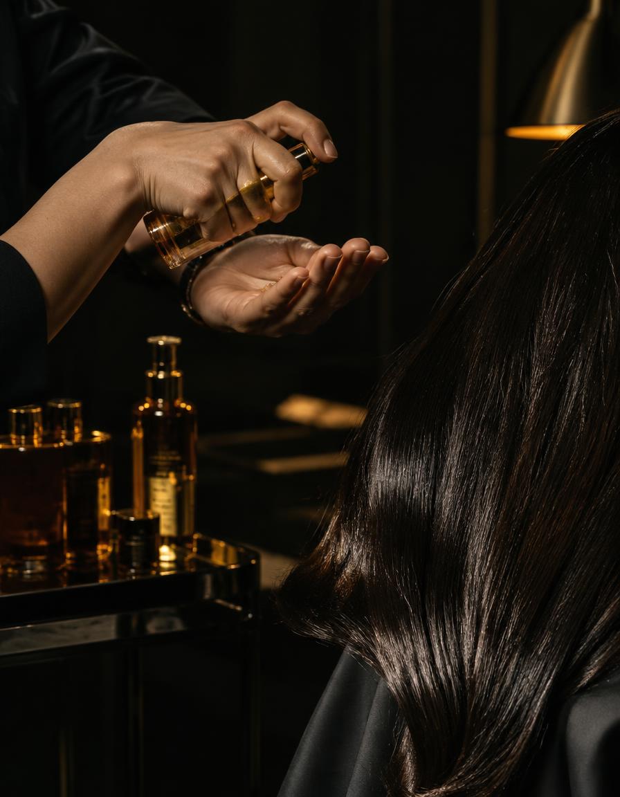 Hair treatment oil application
